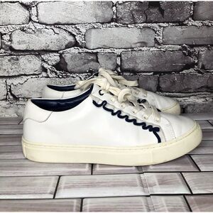Tory Burch Ruffle White Leather Lace Sneaker Sport Shoes Women’s Sz 9M US/40EU
